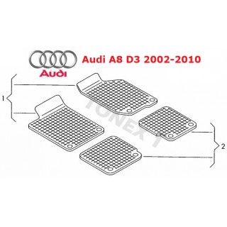 Гумени стелки за AUDI A8 D3 от 2002 до 2010г къса база